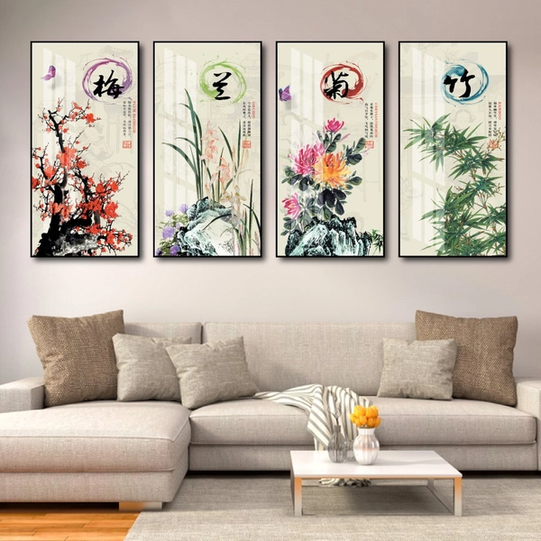 Bộ Tranh Tứ Quý Đào Lan Cúc Trúc