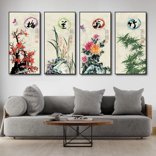 Bộ Tranh Tứ Quý Đào Lan Cúc Trúc