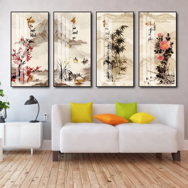 Bộ Tranh Tứ Quý Đào Lan Cúc Trúc 6