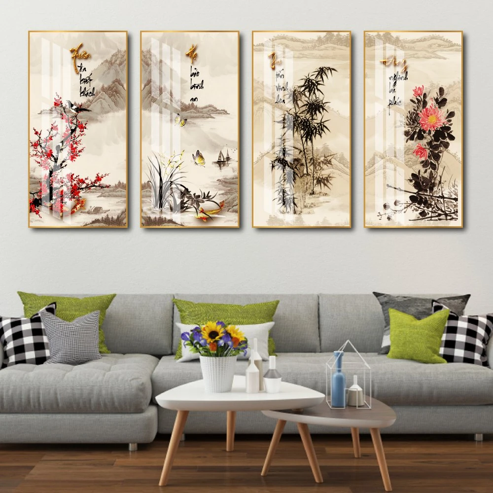 Bộ Tranh Tứ Quý Đào Cúc Trúc Lan 6
