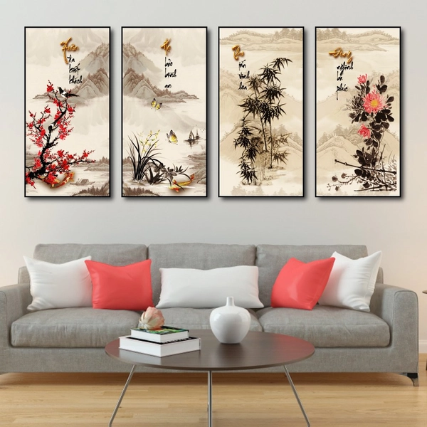Bộ Tranh Tứ Quý Đào Lan Cúc Trúc 6