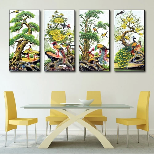 Bộ Tranh Tứ Quý Tùng Cúc Trúc Mai