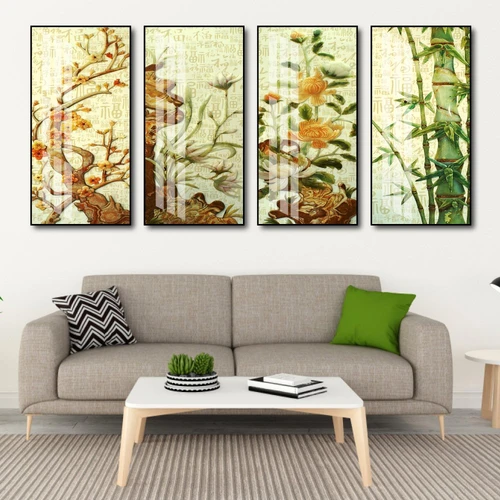 Bộ Tranh Tứ Quý Mai Cúc Trúc Lan