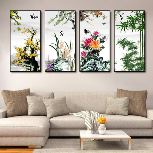 Bộ Tranh Tứ Quý Mai Cúc Trúc Lan 2