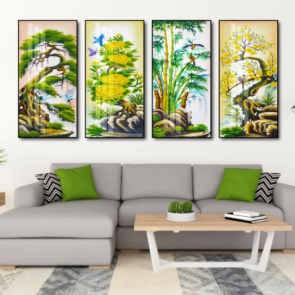 Bộ Tranh Tứ Quý Tùng Cúc Trúc Mai 2