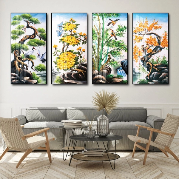 Bộ Tranh Tứ Quý Tùng Cúc Trúc Mai 2