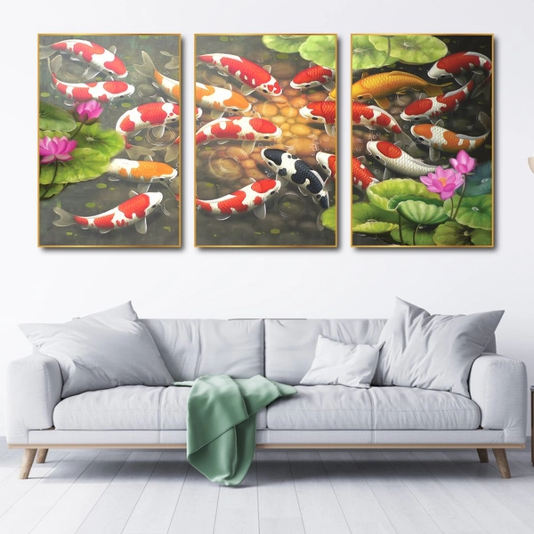 Tranh Treo Tường Cá Chép Bên Ao Sen