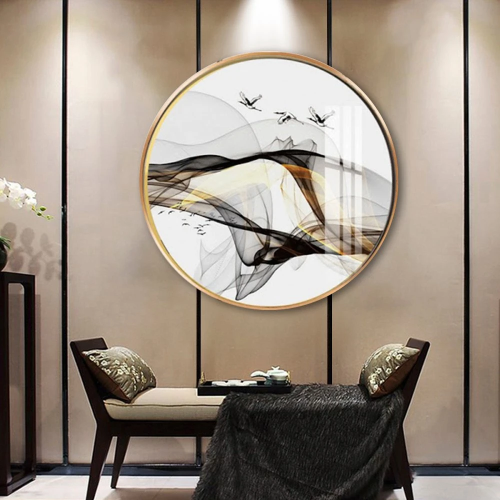 Tranh Tròn Tráng Gương Hạc Trắng Nghệ Thuật