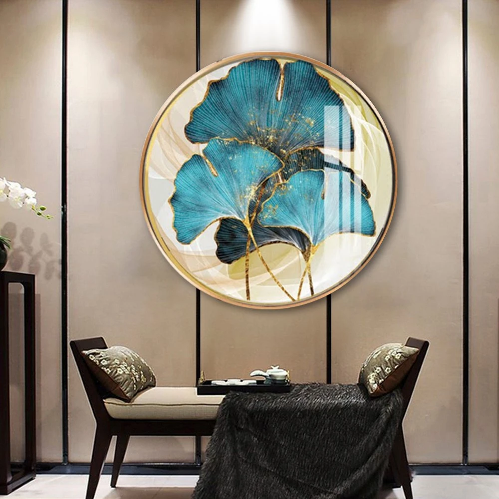 Tranh Tròn Tráng Gương Lá Rẻ Quạt Nghệ Thuật