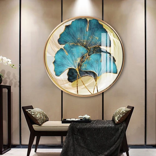 Tranh Tròn Tráng Gương Lá Rẻ Quạt Nghệ Thuật