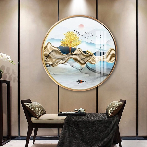 Tranh Tròn Tráng Gương Sơn Thủy Hữu Tình