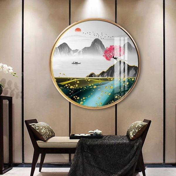 Tranh Tròn Tráng Gương Sơn Thủy Hữu Tình