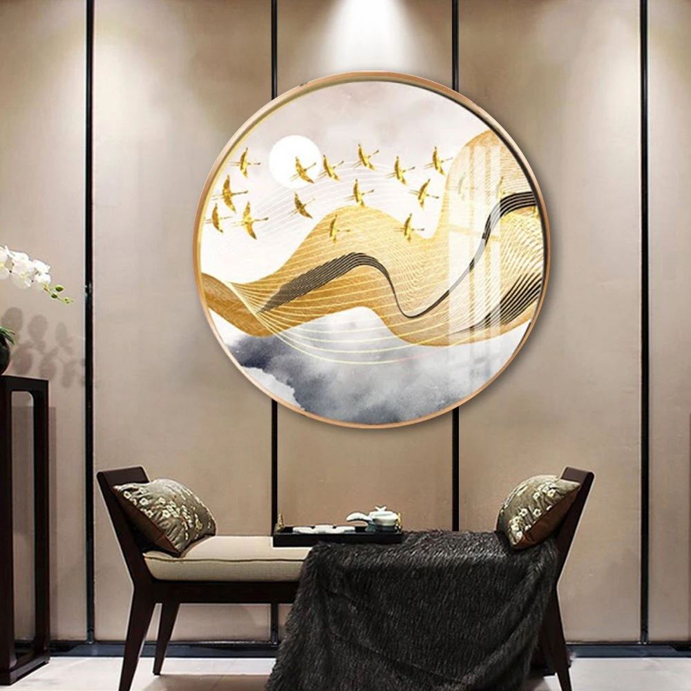 Tranh Tròn Tráng Đàn Hạc Dưới Trăng