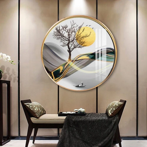 Tranh Tròn Tráng Gương Người Lái Đò Dưới Ánh Trăng