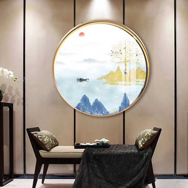 Tranh Tròn Tráng Gương Người Lái Đò Trên Sông