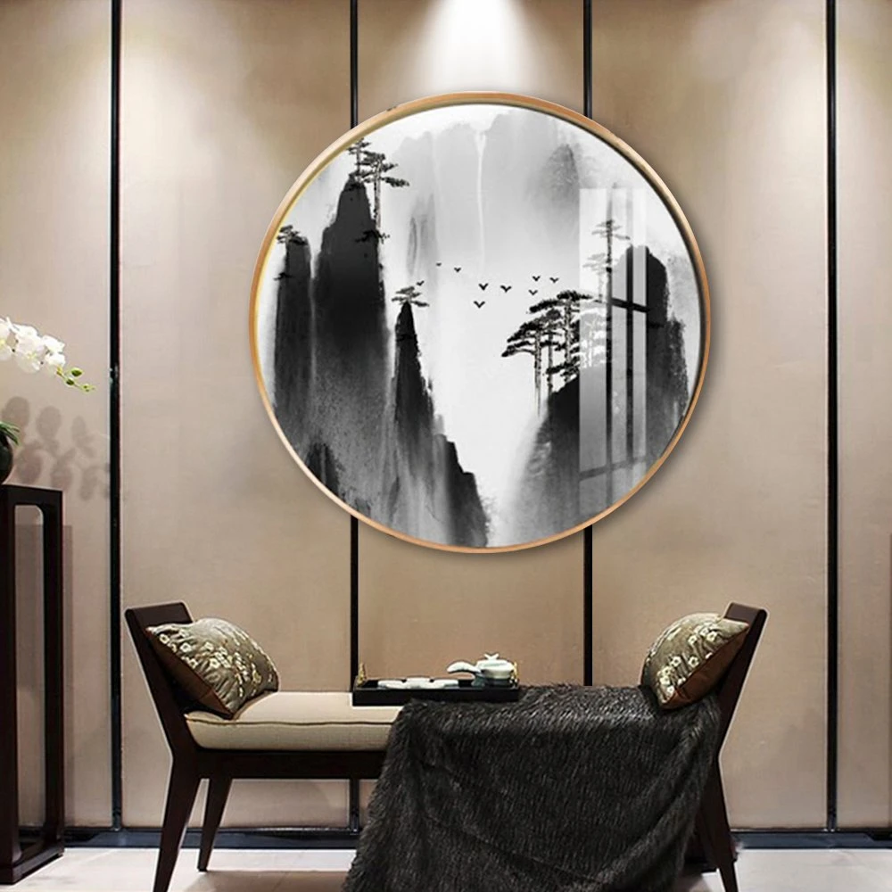 Tranh Tròn Tráng Gương Núi Nghệ Thuật