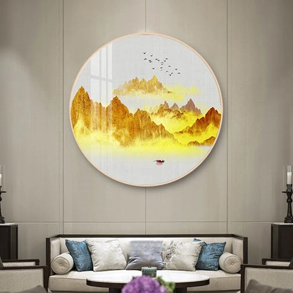 Tranh Tròn Tráng Gương Núi Non Trùng Điệp