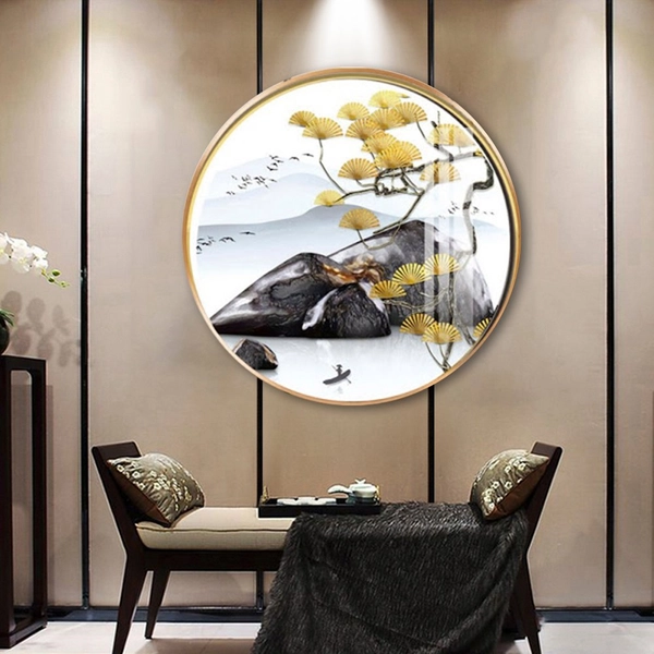 Tranh Tròn Tráng Gương Sơn Thủy Hữu Tình