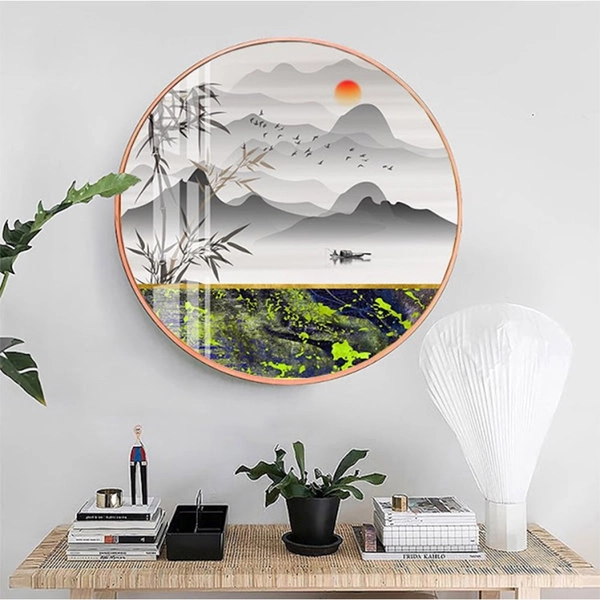 Tranh Tròn Tráng Gương Sơn Thủy Hữu Tình