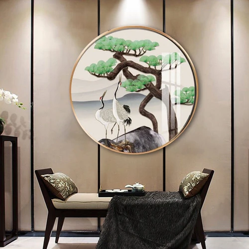 Tranh Tròn Tráng Gương Tùng Hạc Diên Niên