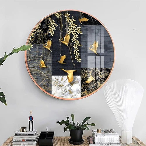 Tranh Tròn Tráng Gương Chim Hạc Nghệ Thuật 2