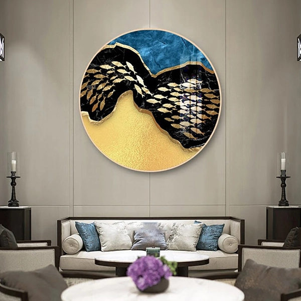 Tranh Tròn Tráng Gương Đàn Cá Vàng Nghệ Thuật