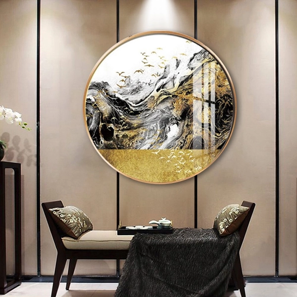 Tranh Tròn Tráng Gương Nghệ Thuật Trừu Tượng