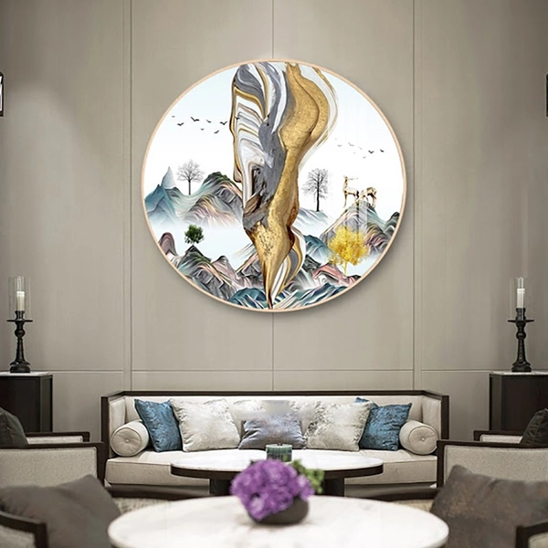 Tranh Tròn Tráng Gương Nghệ Thuật Trừu Tượng