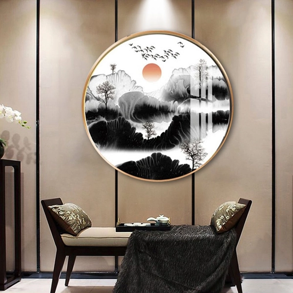 Tranh Tròn Tráng Gương Núi Nghệ Thuật