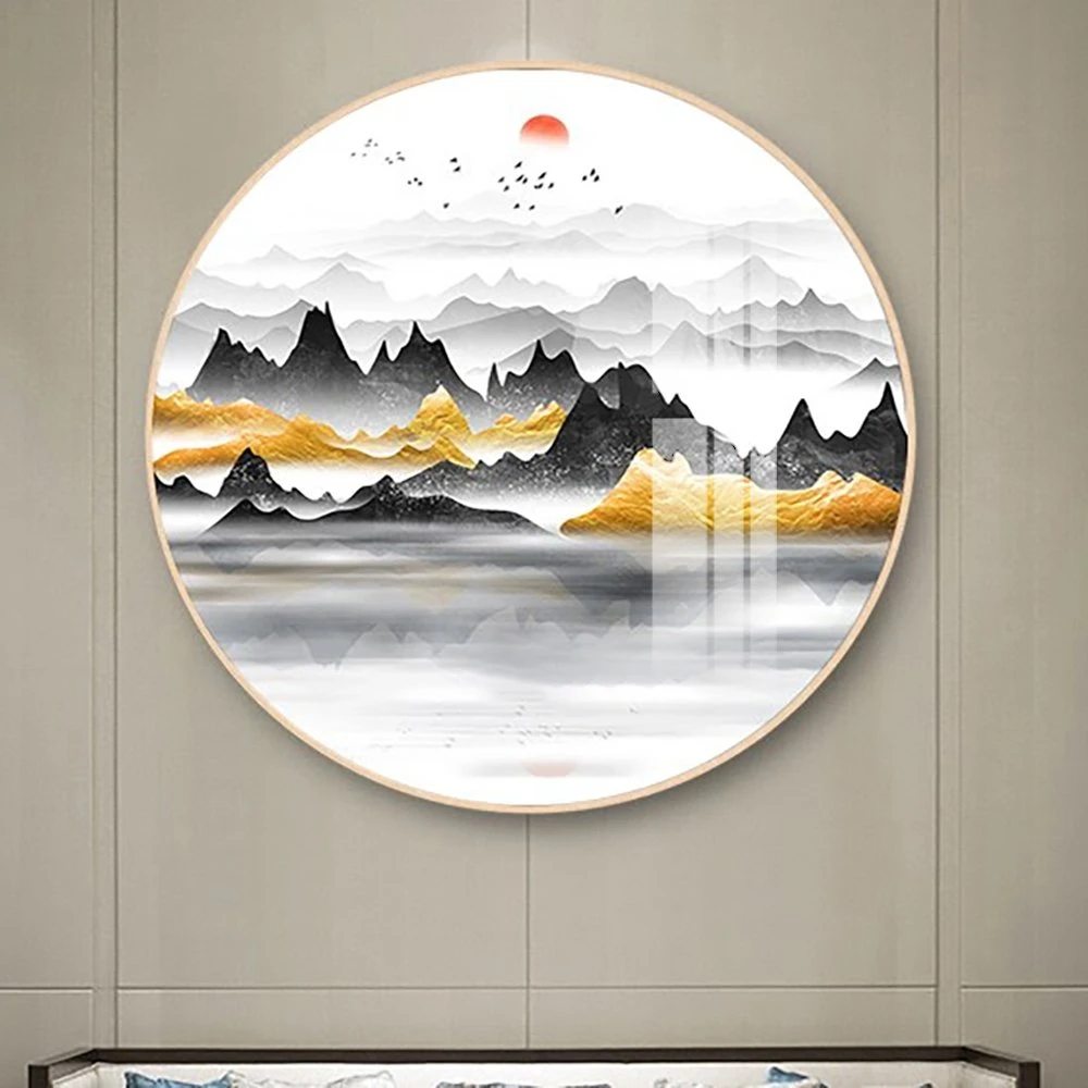 Tranh Tròn Tráng Gương Núi Non Trùng Điệp