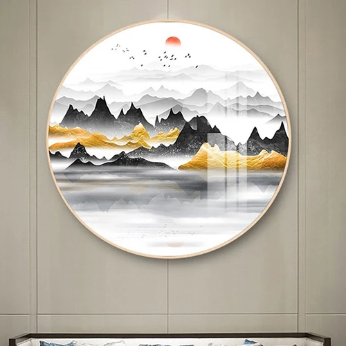 Tranh Tròn Tráng Gương Núi Non Trùng Điệp