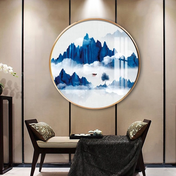 Tranh Tròn Tráng Gương Núi Non Trùng Điệp