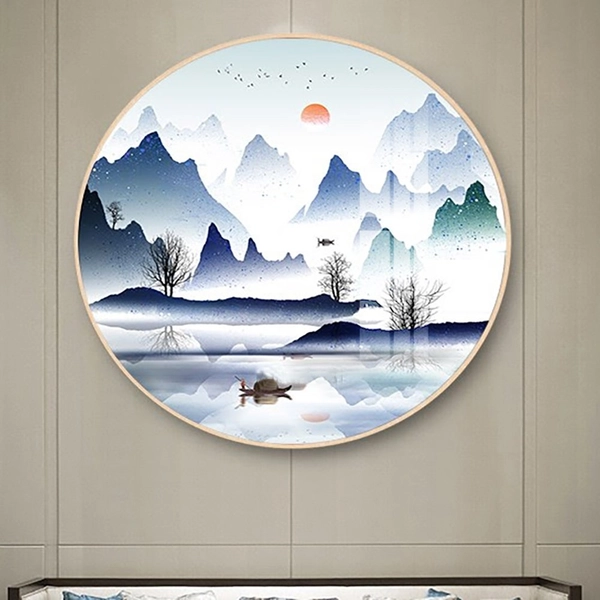 Tranh Tròn Tráng Gương Sơn Thủy Hữu Tình 3