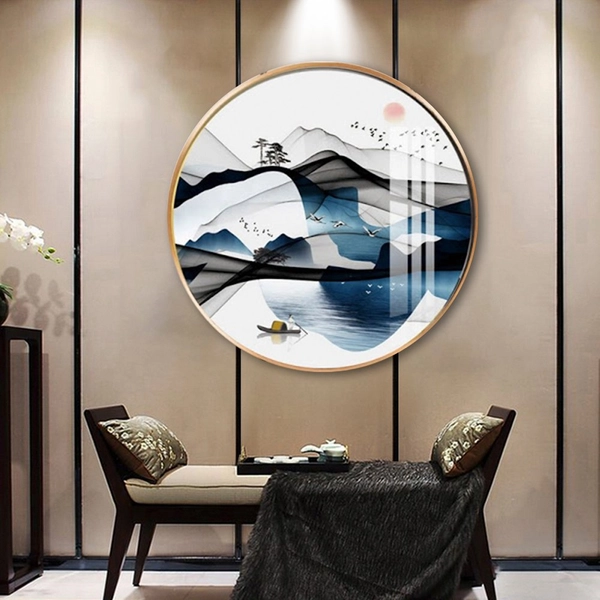 Tranh Tròn Tráng Gương Sơn Thủy Hữu Tình