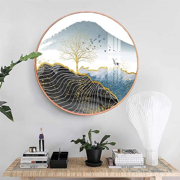 Tranh Tròn Tráng Gương Hươu Nghệ Thuật