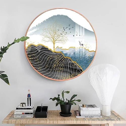 Tranh Tròn Tráng Gương Hươu Nghệ Thuật