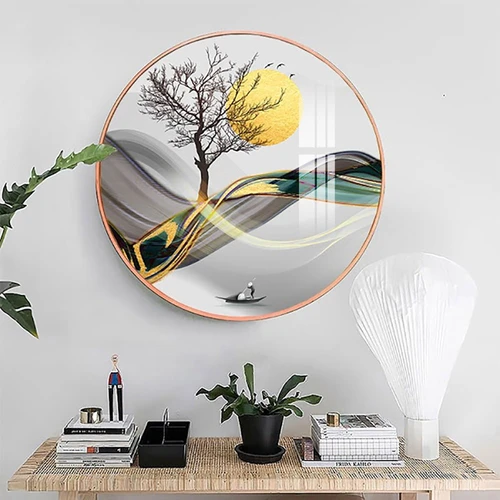 Tranh Tròn Tráng Gương Người Lái Đò Dưới Ánh Trăng