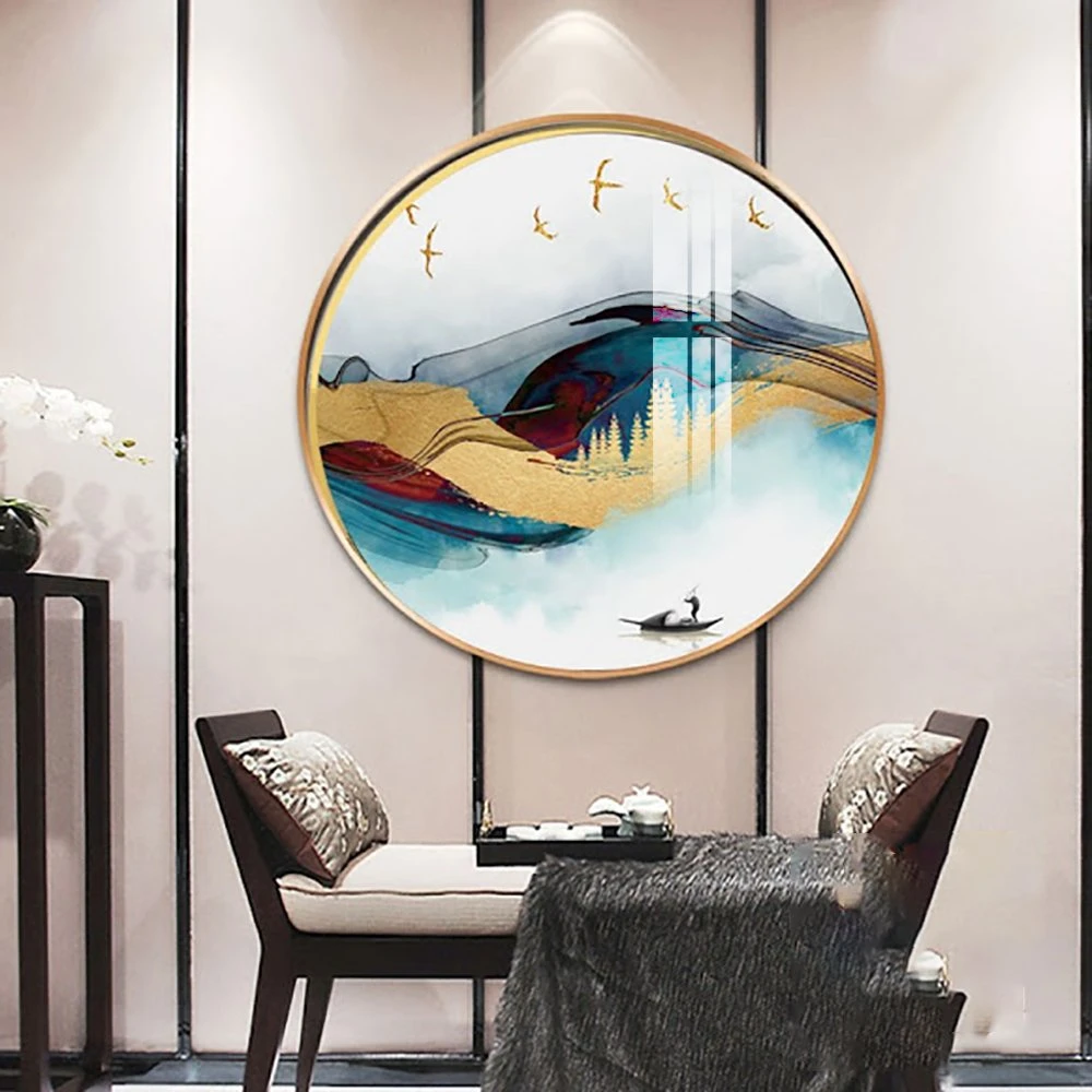 Tranh Tròn Tráng Gương Người Lái Đò Trên Sông