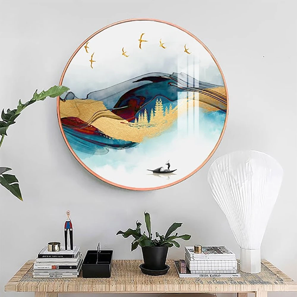 Tranh Tròn Tráng Gương Người Lái Đò Trên Sông