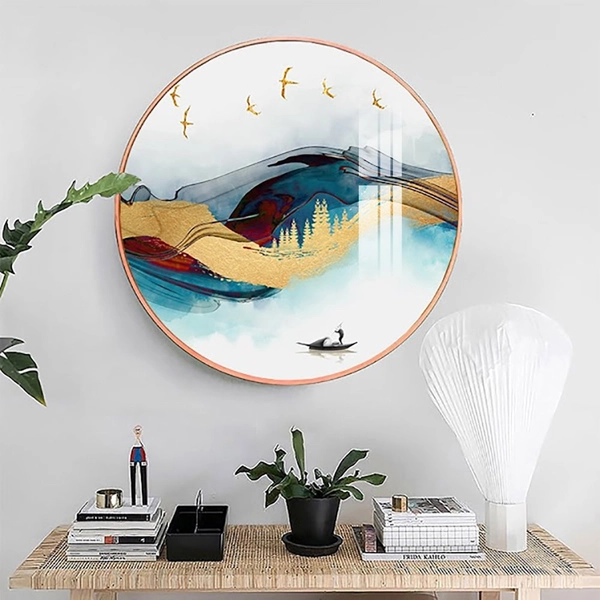 Tranh Tròn Tráng Gương Người Lái Đò Trên Sông