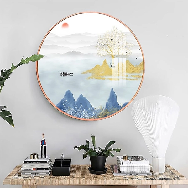 Tranh Tròn Tráng Gương Người Lái Đò Trên Sông