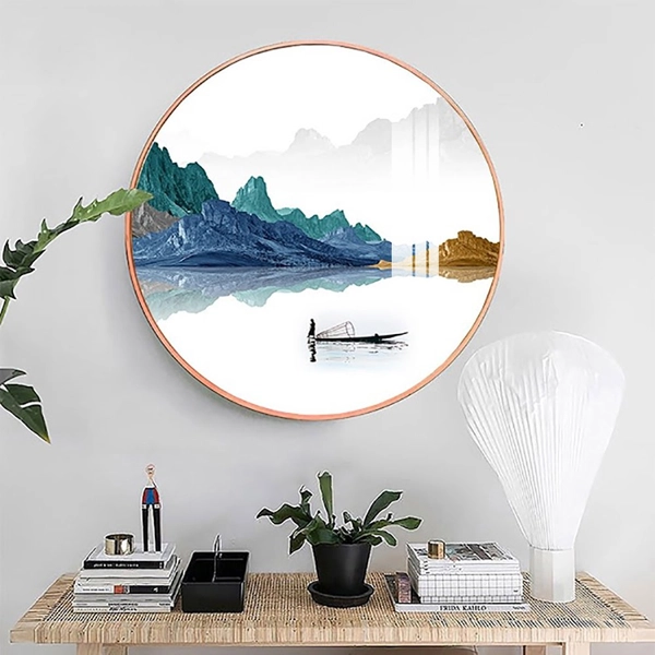 Tranh Tròn Tráng Gương Người Lái Đò Trên Sông