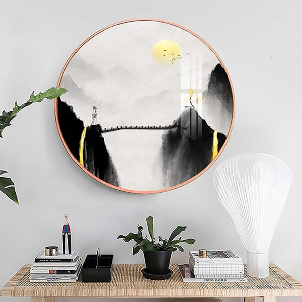 Tranh Tròn Tráng Gương Núi Nghệ Thuật