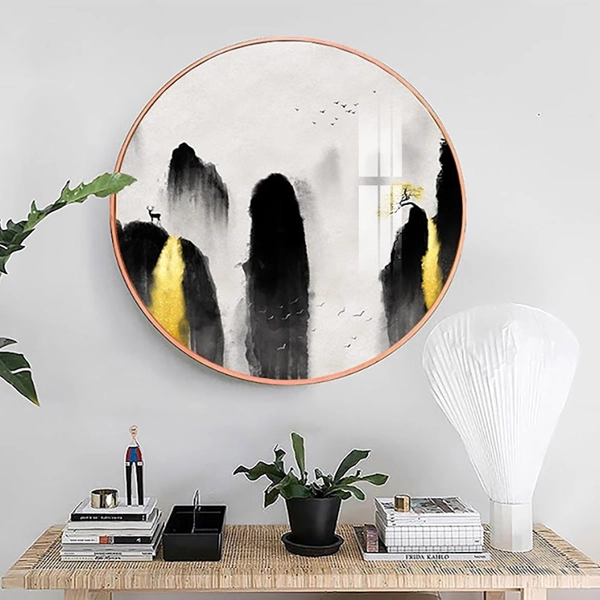 Tranh Tròn Tráng Gương Núi Nghệ Thuật