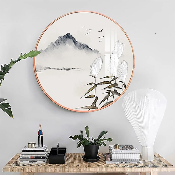 Tranh Tròn Tráng Gương Núi Nghệ Thuật