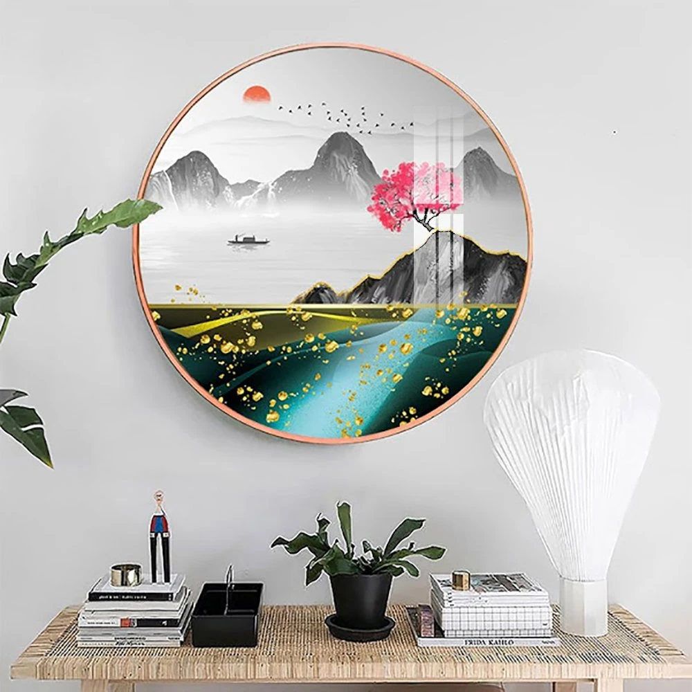 Tranh Tròn Tráng Gương Sơn Thủy Hữu Tình