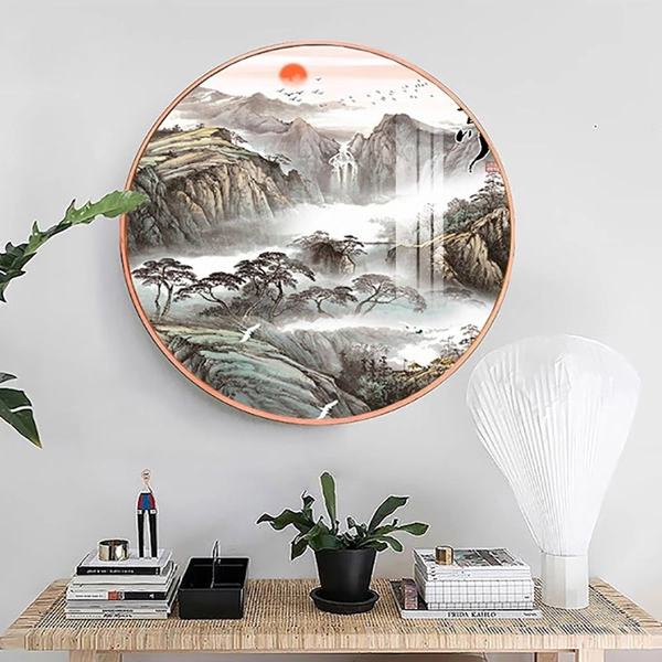 Tranh Tròn Tráng Gương Thủy Mặc Sơn Thủy Hữu Tình 4