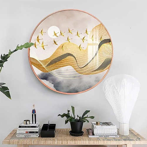 Tranh Tròn Tráng Đàn Hạc Dưới Trăng