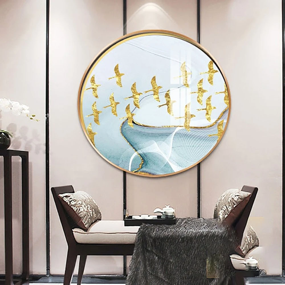 Tranh Tròn Tráng Gương Én Vàng Nghệ Thuật