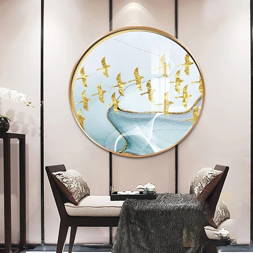 Tranh Tròn Tráng Gương Én Vàng Nghệ Thuật